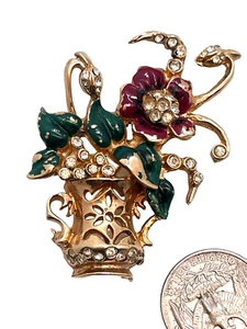 RAR Reja Attr. Gardenesque figürlicher Blumentopf & emaillierte Blätter & Blume - Bild 1 von 2