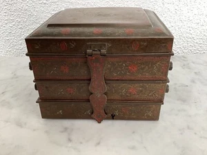 VINTAGE INDISCHES ZIEHHHARMONIKA ACTION MESSING SCHMUCKKÄSTCHEN - Bild 1 von 11