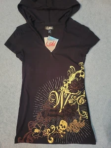 Wckd Black W/ Gold Short Sleeve Hoodie Medium - Picture 1 of 3