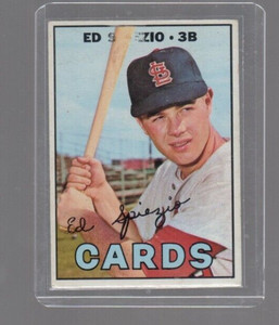 1967 Topps  Baseball Card, # 128,  Ed Spiezio. Rare missing  letters variation.
