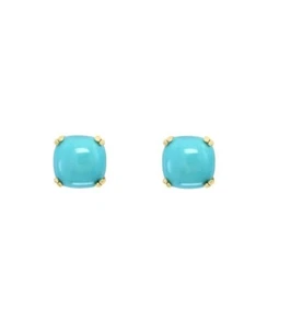 Beautiful Simulated Turquoise Wedding Stud Earrings For Women In 10K Yellow Gold - Picture 1 of 4