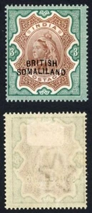 Somaliland SG23b 3R Curved overprint at base Fresh Colour M/M Cat 950 pounds - Picture 1 of 1