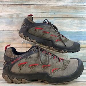 Merrell Chameleon 7 Limit Mens 9M Gray Waterproof Hiking Shoes Suede Lace Up 