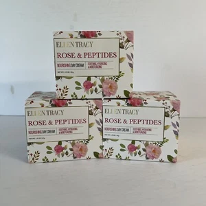 Ellen Tracy Day Cream Rose & Peptides Sooth Moisturize Lot 3 Sealed 1.57 oz Jars - Picture 1 of 6