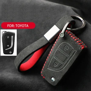 Full Suede Covered Key Fob Remote Protector Holder Cover Case For Toyota A - Picture 1 of 9