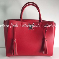 Authentic NEW Louis Vuitton Lockmeto Red Ruby Leather Tote Hand Bag