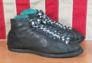 Vintage 1930s Black Leather Basketball Sneakers High Top Athletic Shoes Antique