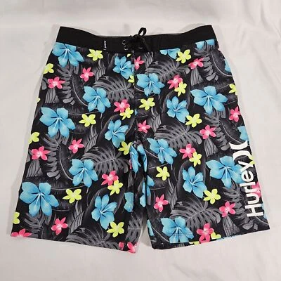 HURLEY BOARDSHORTS | SWIM SHORTS | Black Floral | 9" INSEAM | BOYS XL - Image 1 of 4