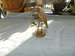 Vintage Brass Cast Metal Crane Sculpture - Picture 1 of 9