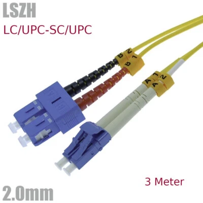 LC/UPC-SC/UPC Duplex MultiMode Fiber Optical Optic Patch Cable 2.0mm 3-Meter - Image 1 of 4