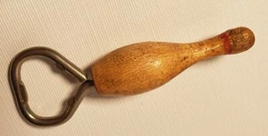 Vintage Bowling Pin Bottle Opener Barware Beer Breweriana Wood Sports A74 - Picture 1 of 5