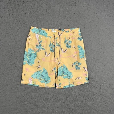 RIP CURL Lay Days Board Shorts Mens Medium Yellow Flamingo Bird Surfer Beach Dad - Image 1 of 4