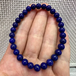 6mm Natural Royal Blue Lapis Lazuli Stretch Crystal Beads Bracelet AAAAA - Picture 1 of 9