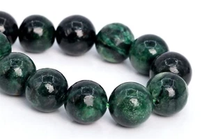 11-12 mm Echte Natürliche Dunkel Smaragd Grün Fuchsite Perlen AAA Rund Perlen 7,5 Zoll - Bild 1 von 3
