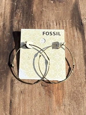 PENDIENTES DE ARO RETORCIDOS LIGEROS FINOS TONO ORO ANTIGUO FÓSIL 2" Foto 1 de 4