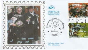 FRANKREICH 2011 FDC FESTE UND TRADITIONEN UNSERER REGIONEN YT AUFKLEBER 579 UND 581 - Bild 1 von 1