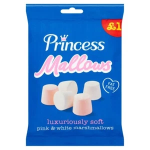 Princess Marsh Mallows Retro Kinder Süßigkeiten 12 x 150 g Preis markiert £1 nur £11,99 - Bild 1 von 2