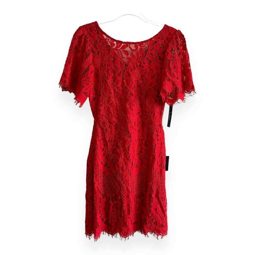 VALENTINO Mini abito da cocktail nuovo con etichette Lulus Pearson rosso pizzo maniche corte taglia small