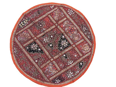 Round Decorative Pillow - Kundan Embellishments Decorative 26 inch Cushion Cover - Image 1 of 4