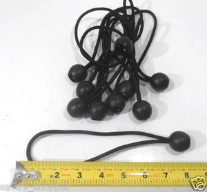 BALL BUNGEE CORD LOT OF 10 PC. 8" INCH BLACK TIE DOWN STRAP CANOPY ACCESSORY - Picture 1 of 2