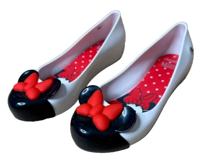 Mini Melissa Ultragirl Minnie Mickey Mouse Ballet Plano Talla 2 Blanco Negro Slip Foto 1 de 4