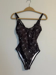 NO BOUNDARIES WOMEN'S DOUBLE-STRAP ONE-PIECE SWIMSUIT. SIZE: M(7-9) STARS & MOON - Picture 1 of 4