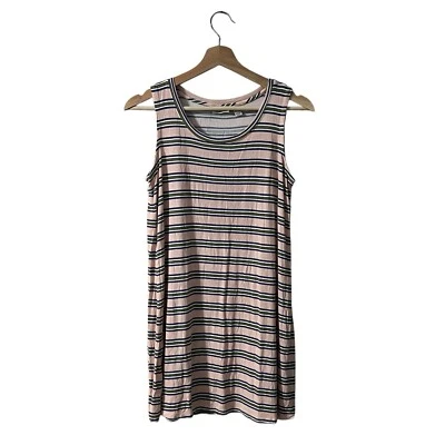LOGO Lori Goldstein Tank Top Size Small Striped Knit Sleeveless Pink Blue Olive Foto 1 de 4