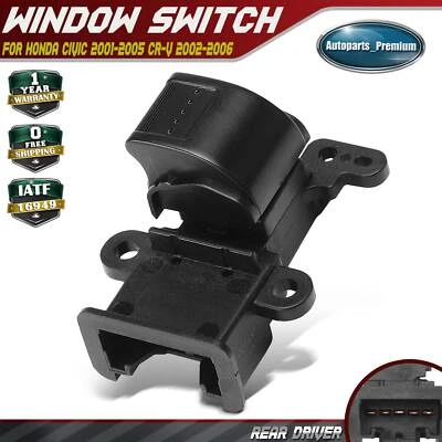 New Rear Left Door Power Window Switch for Honda Civic 2001-2005 CR-V 2002-2006 - Image 1 of 4