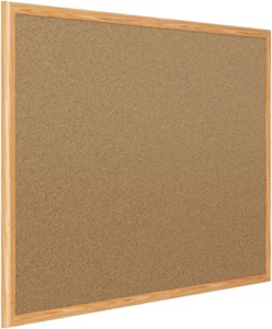 Corkboard, Framed Bulletin Board, 3' X 2', Cork Board, Oak Finish Frame (85366) - Picture 1 of 6