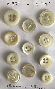 11 Vintage Mother Of Pearl 4-Hole Buttons - Mixed Sizes - Picture 1 of 6