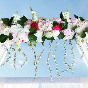 Artificial Silk Rose Flower Backdrop Wedding Row Decor Floral Wall Arrangements - Picture 1 of 4
