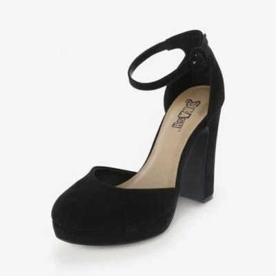 Zapatos de tacón Brash para mujer Stassi negros imitación gamuza plataforma talla 6,5-12 Foto 1 de 4