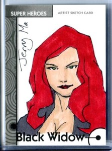 2013 Marvel Fleer Retro Black Widow #3 SKETCH Jerry Ma Artist Scarlett Johansson