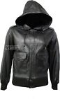 Men's Black Hooded Leather Jacket 100% Real Lambskin Leather Jacket 8686