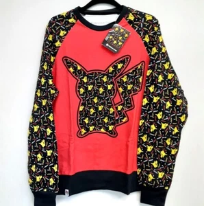 Pokemon Pikachu Party Raglan Crew Neck Sweatshirt L Adult RG3/22 - Picture 1 of 6