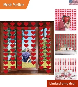 72 Red Hearts Felt Garland - NO DIY - Valentines Red Heart Hanging String Gar... - Picture 1 of 8