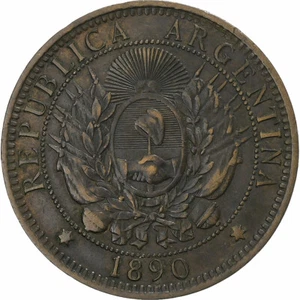 [#1252239] Argentina, 2 Centavos, 1890, Bronze, EF, KM:33 - Picture 1 of 2