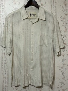 Vintage Silk Brand Men’s Short Sleeve 100% Silk Straight Hem Shirt Ivory Size XL - Picture 1 of 6