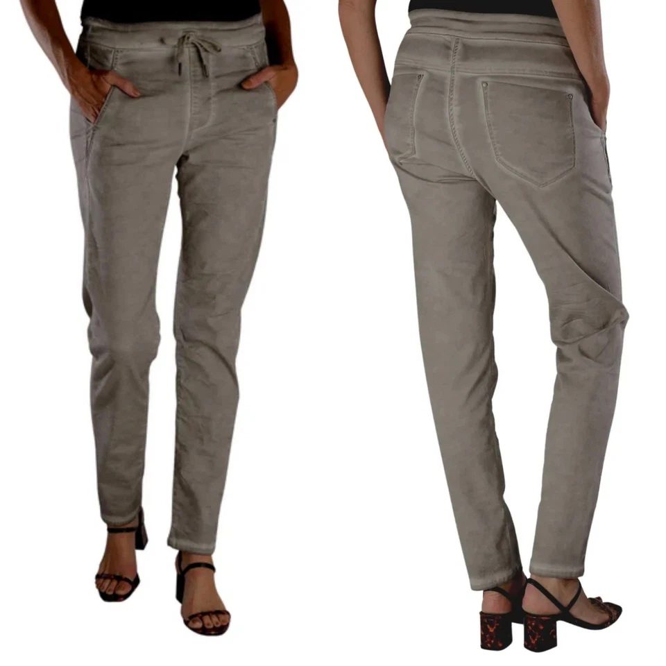 Alembika Art to Wear Lagenlook Silver Metallic Corduroy Drawstring Pants 2 M 8 - Image 1 of 4