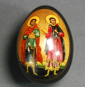 großes Ei   HOLZ  handbemalt   DOSE   Lackmalerei  IKONE  russisch - Bild 1 von 8