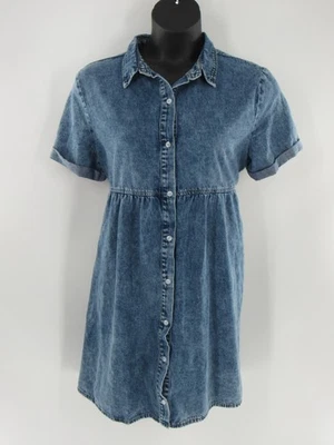 Vestido jeans feminino Y2K manga curta lavagem ácida botão para cima tamanho X grande: NOVO - Imagem 1 de 4