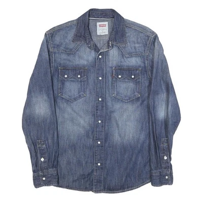 LEVI'S Mens Blue Denim Shirt S Classic Western Style Cotton Blend - Image 1 of 4