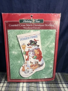 Holiday Time Woodland Friends Christmas Stocking Counted Cross Stitch 84353  C4 - Picture 1 of 12