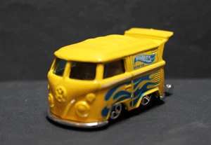 2012 Hot Wheels Volkswagen Kool Kombi Car Yellow Surf Co. Blue Flames - Picture 1 of 10