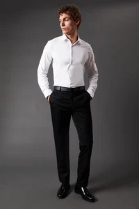 Pantalón de traje Burton para hombre negro ajustado cómodo tejido elástico - Imagen 1 de 5