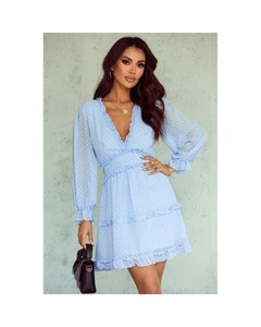 Azura Exchange Ruffled Mini Dress Women Sky Blue Mini Dresses - Picture 1 of 48