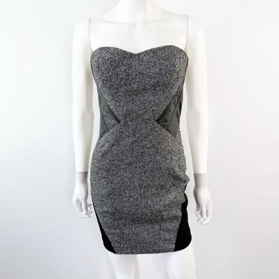 Mini Vestido Bebe Gris Tweed Sin Tirantes Talla 4 Ropa de Club Cóctel Fiesta Formal Foto 1 de 4