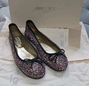 Jimmy Choo $ 525 113 Walsh Multi Glitzer Schleife Ballerina flache Damenschuhe 38 8 - Bild 1 von 22