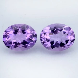 💎 4.65ct 2pcs Pair VS-VVS Oval Natural Purple Amethyst - Unheated, Uruguay Gems - Picture 1 of 4