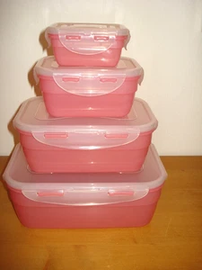 4 Vorrats-Dosen LocknLock, nestbar, 170 ml, 550 ml, 1,2  l, 2,1  l, mauve, neu - Bild 1 von 5